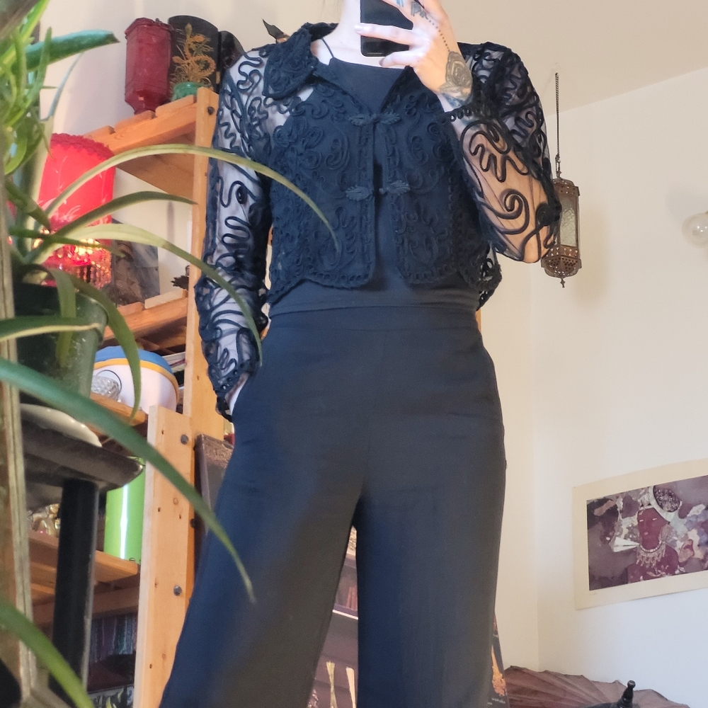 Asian inspired lace embroidered sheer cardigan - M - Picture 7 of 7